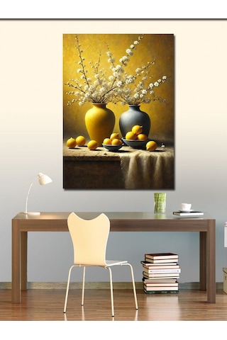 Kanvas Tablo Sarı Vazoda Çiçekler 50cmx70cm
