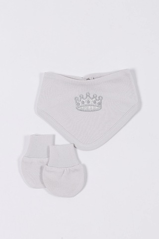 Nakış Desenli Müslin Erkek Bebek Hastane Çıkışı Bebek Kıyafetleri Yenidoğan Hastane Çıkış Seti 5 Li Gri