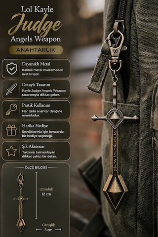 Lol Kayle Kı-lıç Figürlü Bronz Metal Anahtarlık
