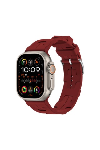 Ekılıf - Apple Uyumlu Watch Ultra 49mm - Kordon Silikon Kordon Krd-92 - Haki