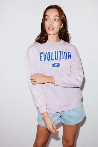 Ethıquet Ivory Oversize Lila Sweatshirt