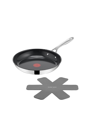 Tefal Jamie Oliver By Direct Cook Kızartma Tavası 28 Cm, Tava Koruyucusu Dahil, Seramik Yapışmaz Yüzey, Uzun Ömürlü Conta, Termal Sinyal, Her Tür Ocak İçin, Fırın Kasası, Paslanmaz Çelik Siyah