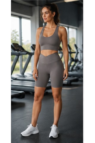 Cocosushicooo Kadın Spor Takım Toparlayıcı Yüksek Bel Biker Tayt & Destekli Spor Büstiyer Takım Vizon