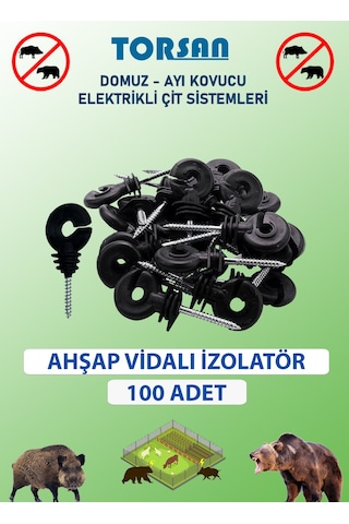 Elektrikli Çit Tel Ahşap Vidalı İzolatör 100 Adet Elektrikli Çit Tel Ahşap Vidalı İzolatör 100 Adet