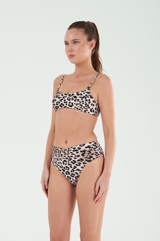 Louren Kadın Siyah Leopar Desenli İnce Kaplı Sabit Askılı Straplez Bikini Takımı Siyah