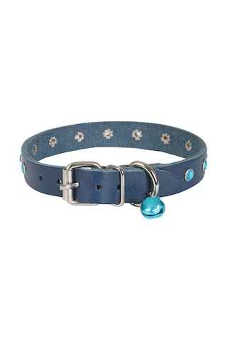 Cattie Taşlı Deri Kedi Boyun Tasması Xl 1.5x28-32CM Royal Mavi