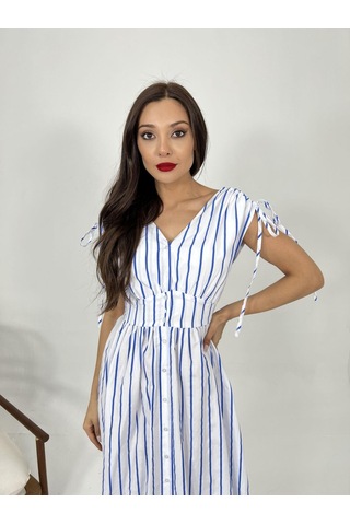 De'charme 5486 Elbise-baltimore Çizgili Altın