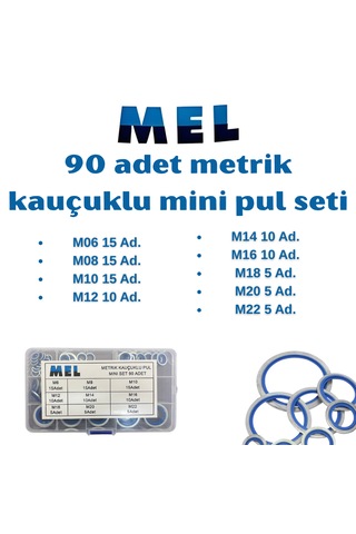 Mel 90 Parça Metrik Ölçülü Oringli Pul Seti