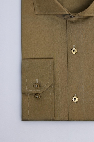 Tudors Erkek Slim Fit Dar Kesim %100 Pamuk Koton Saten Premium Seri Yeşil Gömlek-32843 Yeşil