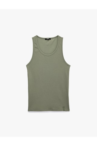 Koton Kolsuz Pamuklu Bisiklet Yaka Slim Fit Atlet Haki 6sam30001mk