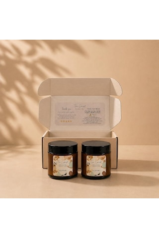 Tiem Concept Kokulu Mum 2'li Set - Soya Mum Hediye Seti, Sandalağacı Ve Okyanus Aromalı Amber Kavanoz Mumlar -%100 Do Çok Renkli