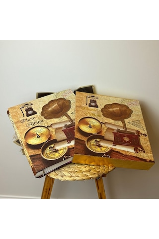 Rabsev Rs21 Fotoğraf Albümü 10x15cm 600 Lük Gramafon Desenli Kutulu Yatay Dikey Modeli