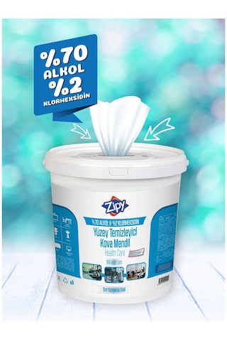 Zipy Alkol İçerikli Yüzey Temizleyici Islak Kova Mendil 300 Yaprak