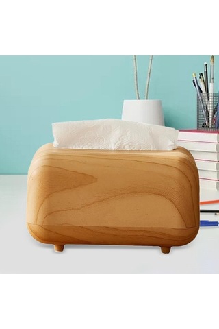 Pazly Suntek Ahşap-rengi Peçete Mendil Kutusu Kapağı Ev Dekoru Jr Ahşap