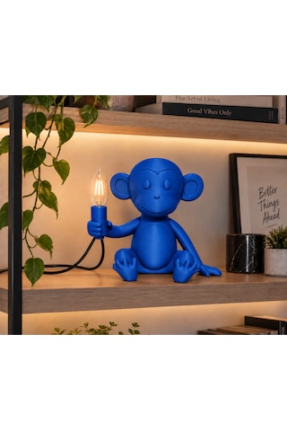 3dlab Moko 3d Baskı Maymun Figürlü Masa Lambası Mavi