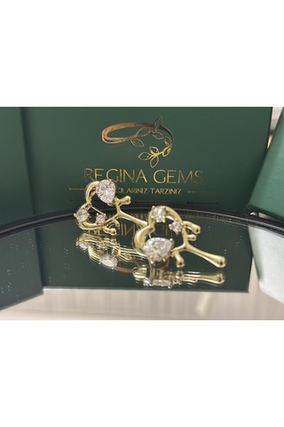 Golden Heart Bloom Crystal Küpe Altın