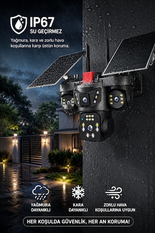 4 Kameralı 12mp 4g Sim Kartlı Çift Solar Panelli Aov Güvenlik Kamerası