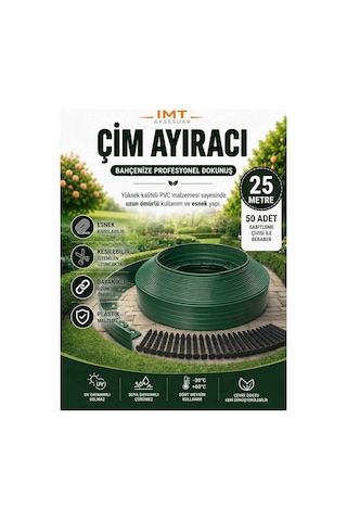 Esnek Pvc Çim Ayırıcı Bahçe Peysaj Düzenleyici 25 Metre Yeşil Çim Sınırlayıcı Esnek Plastik Taş Toprak Ayraç Bariyer Peyzaj Bordürü