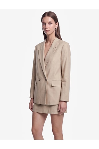 Koton Regular Fit Düğmeli Cep Detaylı Kruvaze Yaka Blazer Ceket Kahverengi Desenli 7wak50007uw