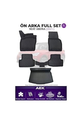 Seat Arona 2017+ 5d Karbon Paspas Takımı +3d Pvc Bagaj Havuzu Set