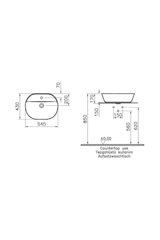 VitrA Geo 7428B070-0001 Çanak Lavabo 55 CM Siyah