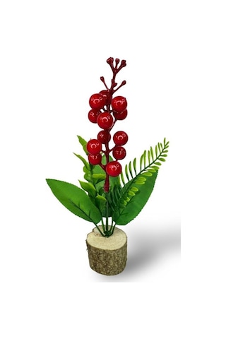 Yapay Çiçek Yılbaşı Çiçeği Kokinalı Kütük Saksılı Dekoratif Süs 20cm