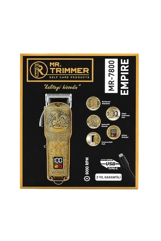 Saç Sakal Kesme Traş Makinesi Usb - Type-c Şarjlı - Led Gösterge 3-7-9-12mm Tarak Mr-7800 1 - 2 Saat