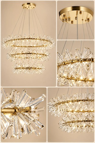 Modern Premium Gold Luxury Sarkıt Avize 3 Kat Modern Lüks Salon Lobi Avizesi 86xg4