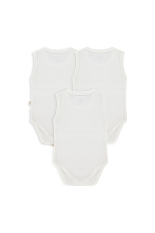 Civil Baby 3 Lü Düz Sıfır Kol 0-36 Ay Çıtçıtlı Badi - Beyaz
