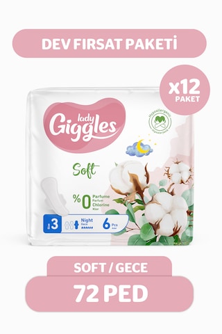 Giggles Lady Soft Hijyenik Ped Gece Dev Fırsat Paketi 72 Adet