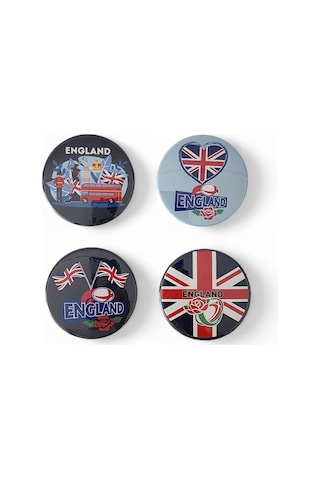 İngiltere Magnet Set 1 - 4'lü Buzdolabı Magnet England Karışık Renkli