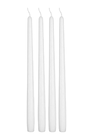 Bozkurt Konik Şamdan Mum Fener Mumu - Beyaz - 24 Cm. - 4 Adetlik Paket Beyaz