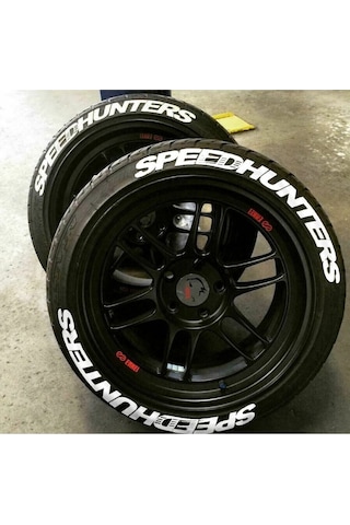 Motorsiklet Lastik Yazısı Beyaz Speedhunters 4 Adet 2.5 Cm Sticker Arma Şerit