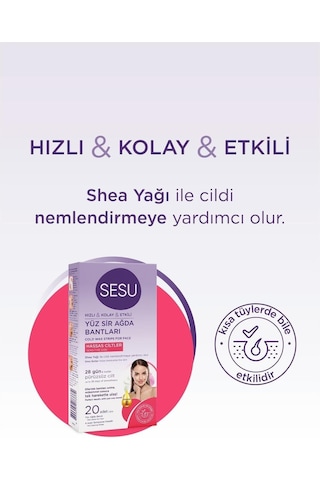 Sesu Sir Ağda Bantları Yüz Bölgesi Hassas Ciltler 20 Li X 3 Adet