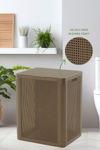 Smartduo İki Bölmeli Çamaşır Sepeti 84lt. Kahverengi