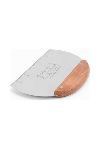 Oval Ölçülü Bambu Saplı Hamur Spatula Şekillendirici Kazıyıcı Kesici Paslanmaz Çelik 14,5 Cm Çelik K Diğer