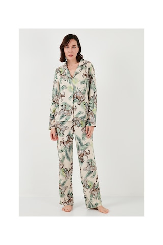 Lela Reguar Fit Yumuşak Dokulu Bayan Pijama Takımı 611Pt288Y Vizon-Yeşil