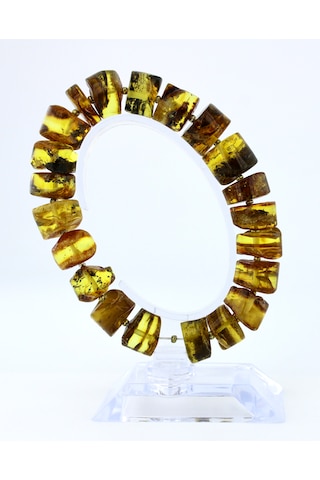 Kehribar Bileklik Amorf Tasarım Ambergold Blk23-140 Çok Renkli