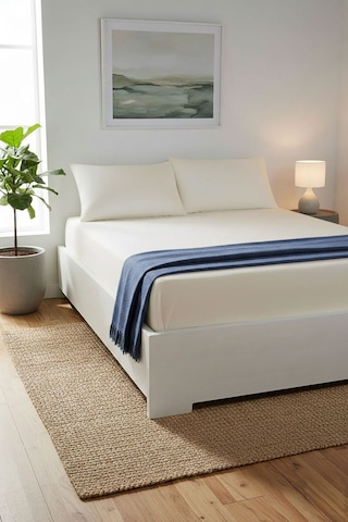 %100 Pamuk Ranforce Premium King Size Lastikli Çarşaf Seti - Krem Krem