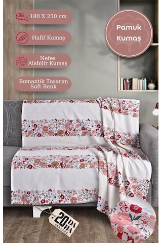 Tek Kişilik Baskılı Pike Koltuk Örtüsü Breeze 180x230 Cm Koyu Mavi