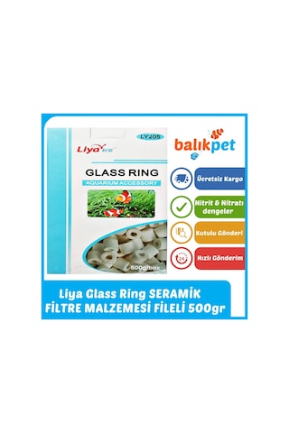 Liya Glass Ring Seramik Akvaryum Filtre Malzemesi Fileli 500 G