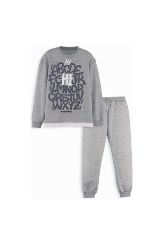 Denokids Harfler Erkek Çocuk Eşofman Takımı - Gri