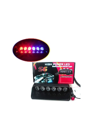 Araç Içi Vantuzlu Cama Çakar Kırmızı Mavi 6 Led 12 Farklı Mod (533112873)