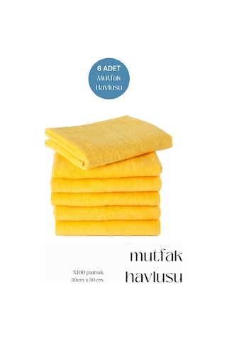 6 Adet Mutfak Havlusu El Yüz Havlusu Sarı