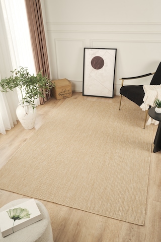 Sisalux 3083 Bej Sisal Dokuma Jüt Kilim Hav Toz Vermez Halı Salon Mutfak Oturma Odası Halısı Bej