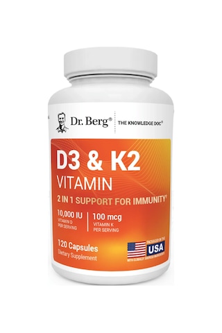 Takviye D3 & K2 Vitamin 10000 Iu 100 Mcg 120 Kapsül Takviye Edici Gıda Dr.berg