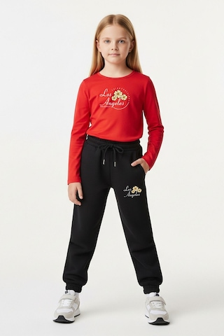 3'lü Yuvarlak Yaka Baskılı Kız Çocuk Alt-üst Takım Çok Renkli