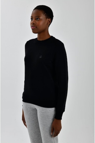 United Colors of Benetton Kadın Sol Göğsü Logo Detaylı Sweatshirt Siyah
