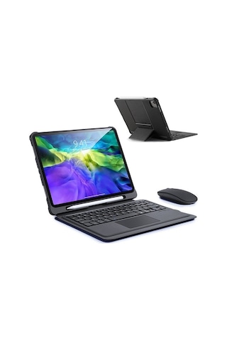 Apple Uyumlu iPad 11 Pro 2020-2018-iPad Air 4 10.9 Kablosuz Bluetooth Klavye - Siyah