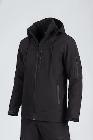 Vatan Tekstil Erkek Slim Fit Softshell Kapüşonlu Erkek Mont Su İtici Rüzgar Geçirmez Gri